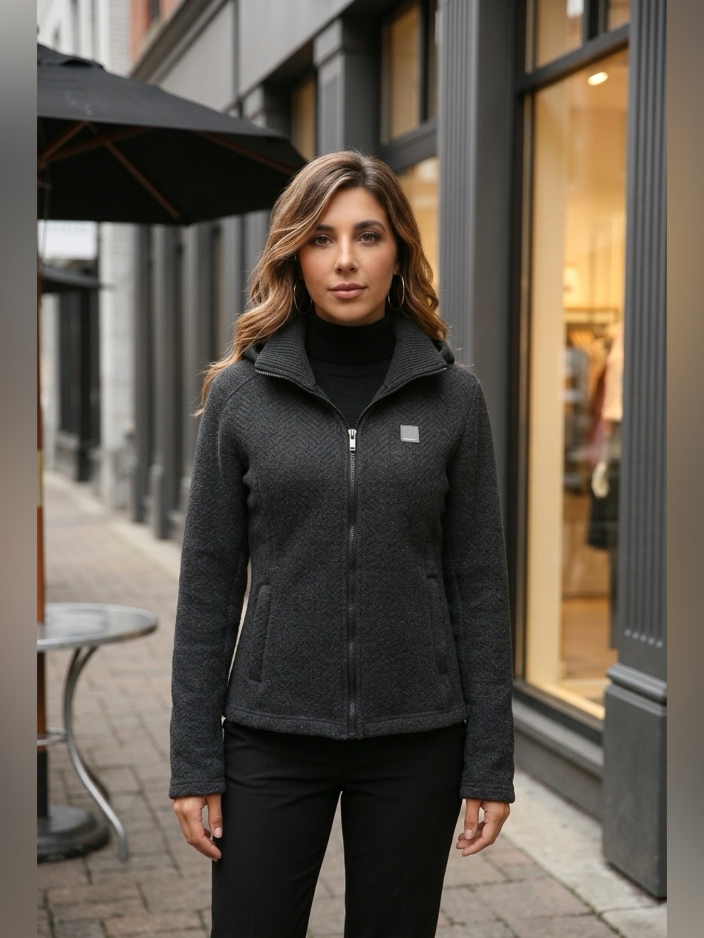 Bench Loris' Marled Knit Hooded Jacket - Size Medium